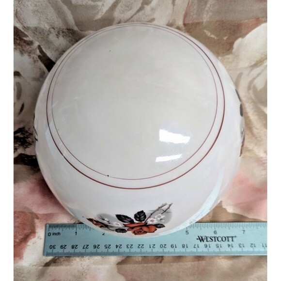 Vintage White Milk Glass 3" Fitter Ceiling Light Fixture Shade Burgandy Roses - Picture 9 of 9